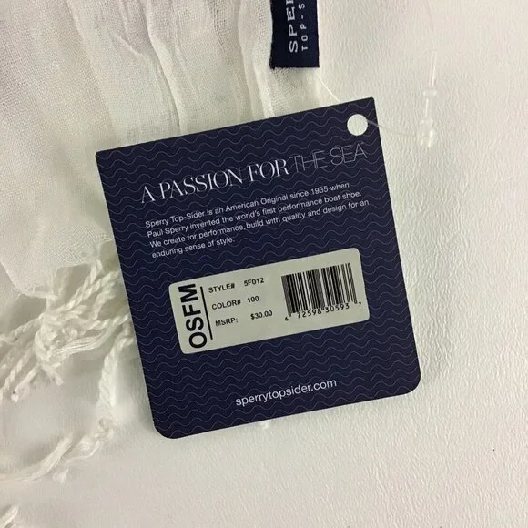 Sperry Top-Sider Scarf Red White Blue Regata Ready Fringe Trim Fashion OSFM New - Picture 5 of 6